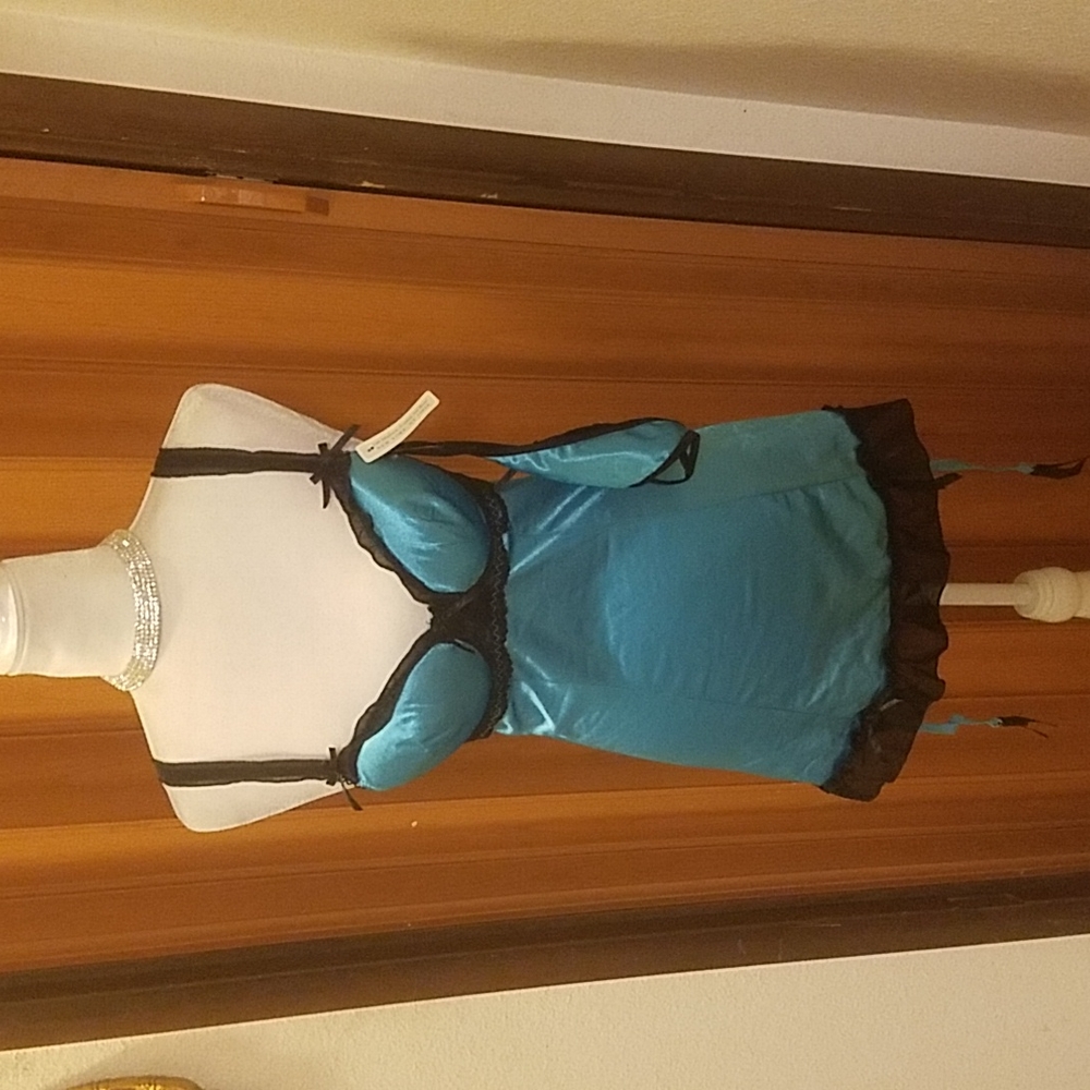BLUE AND BLACK LACE  BABY DOLL@ THONG